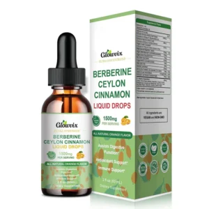 GLOWVIX Berberine Liquid Supplement with Ceylon Cinnamon Berberine Drops 1500mg