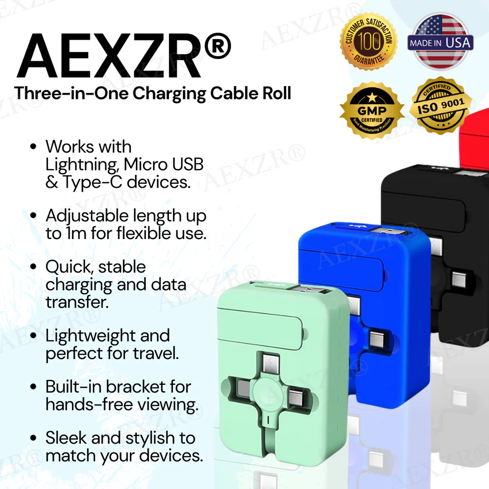 AEXZR® 3-in-1 Charging Cable Roll 3 AEXZR® 3-in-1 Charging Cable Roll